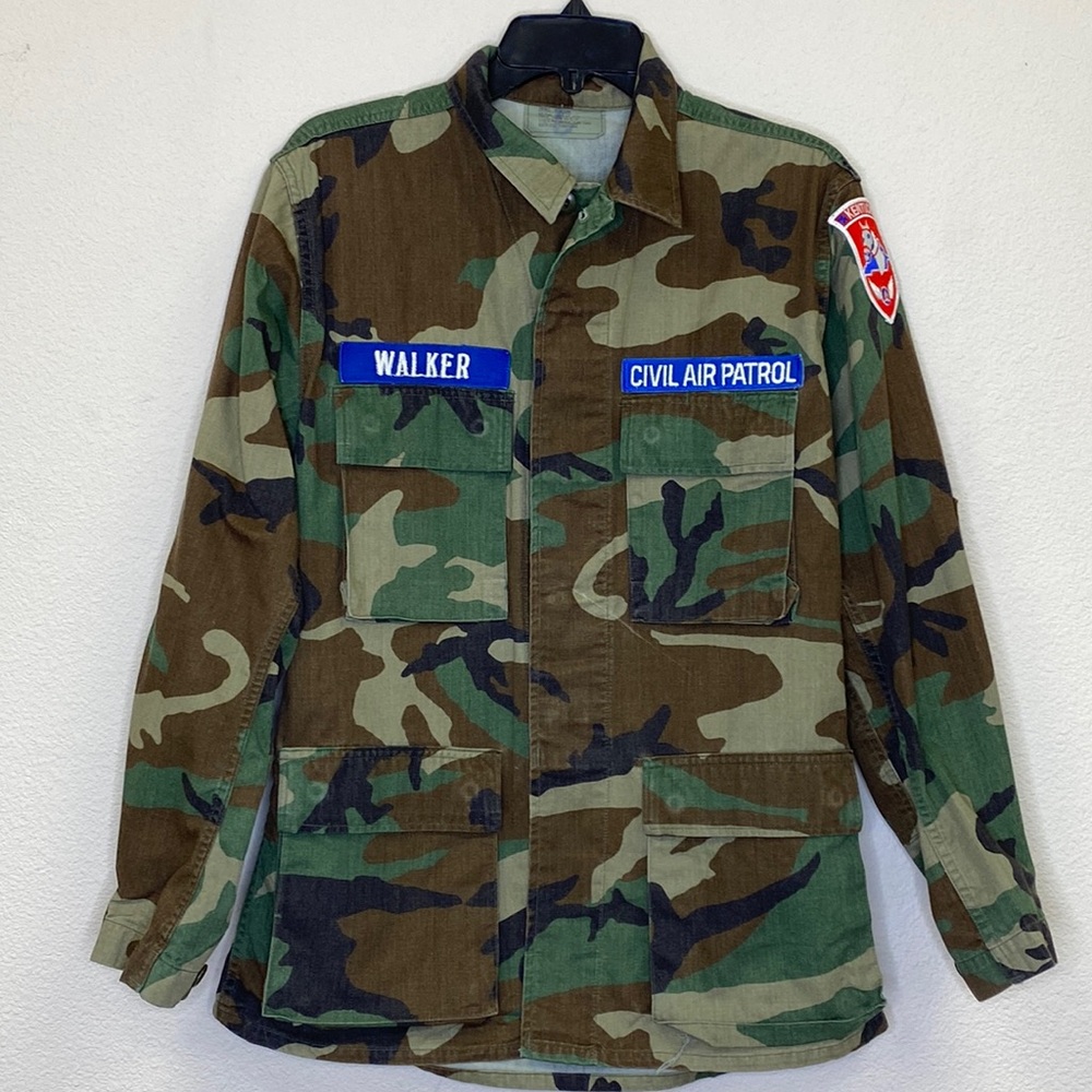 MILITARY SURPLUS SHIRT JACKET WITH CIVIL AIR PATROL PATCH CAMO SIZE Small